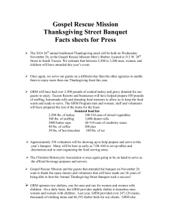 Gospel Rescue Mission Thanksgiving Street Banquet Facts sheets