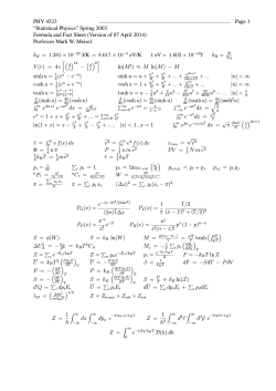 "Statistical Physics" formula sheets