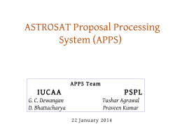 ASTROSAT Proposal Processing System (APPS)