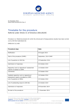 GVK Biosciences Article-31: Timetable for the procedure