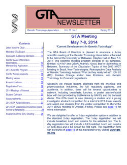 GTA Meeting May 7-8, 2014 - the Genetic Toxicology Association