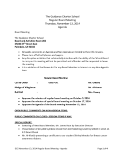 Board Meeting Agenda November 13, 2014