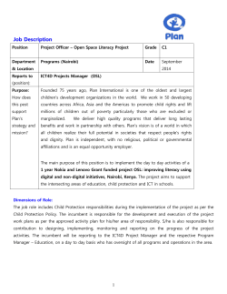 Job Description - Plan International in Kenya Recruitment Portal