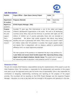Job Description - Plan International in Kenya Recruitment Portal