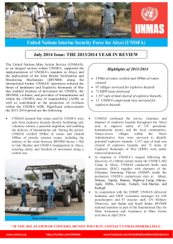UNMAS UNISFA Newsletter - United Nations Mine Action Centre