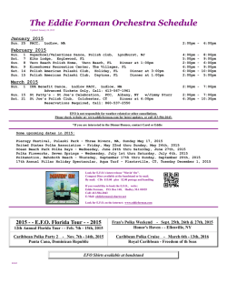 The Eddie Forman Orchestra Schedule