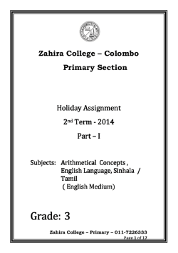 Holiday Assignment Grade 3