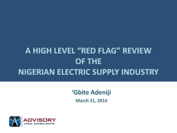 A Review of the Nigerian Electric Supply Industry