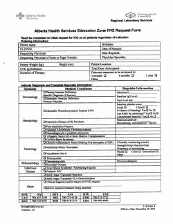 AHS IVIg Request Form - Edmonton Rheumatology