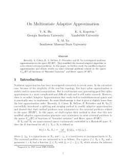 On Multivariate Adaptive Approximation 1 Introduction