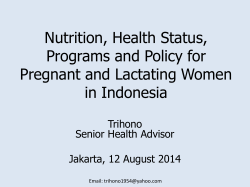 Nutrition, Health Status, Programs and Policy for Pregnant and