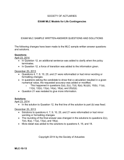 Exam MLC Sample Written-Answer Questions and Solutions