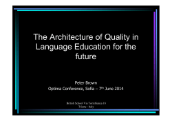 Peter Brown - Architecture of Quality - Sofia 2014