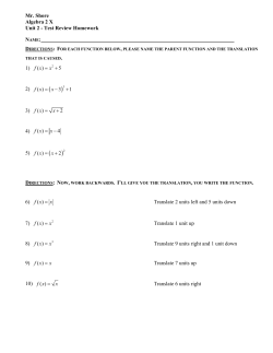 Mr. Shore Algebra 2 X Unit 2 - Test Review Homework 1) ( ) 5 f x x