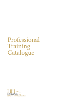 Professional Training Catalogue - Fondation de la Haute Horlogerie