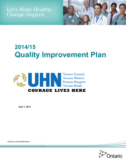 UHN Quality Improvement Plan for 2014