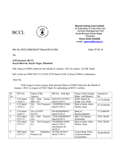 Jan 2014 - BCCL | Bharat Coking Coal Limited