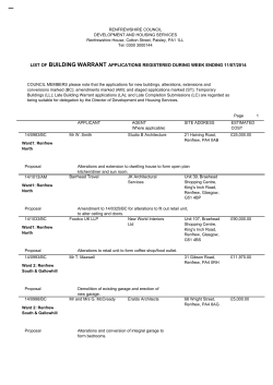 list of building warrant applications registered during week ending
