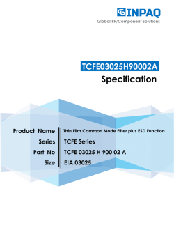 INPAQ Thin Film Common Mode Filter TCFE03025H90002A