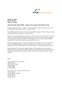 Genesis Energy Limited (GNE) – hedge contract agreed with