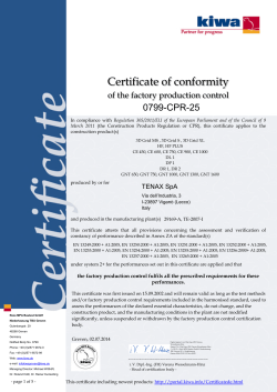 CE Marking Certificate Kiwa MPA Bautest 0799-CPR-25
