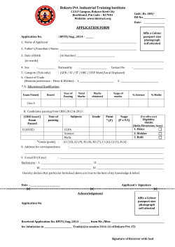 Application Form Aug. 2014-16 - Bokaro Ispat Educational Trust