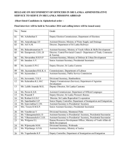 RELEASE ON SECONDMENT OF OFFICERS IN SRI LANKA