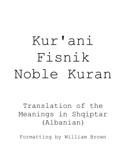 Translation of the Meanings in Shqiptar (Albanian)