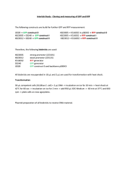 Interlab Study - Cloning and measuring of GFP and RFP The