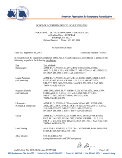 (A2LA Cert. No. 1938.02) Revised 08/27/2014 Page 1 of 1 SCOPE