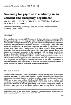 Screening for psychiatric morbidity in an accident and emergency