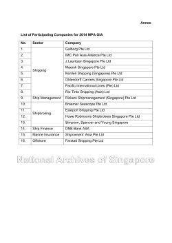 Annex List of Participating Companies for 2014 MPA GIA No. Sector