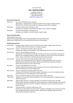 Jari Splettst&ouml;&szlig;er - Duke Semester Programs in Berlin