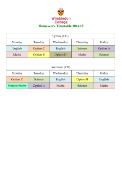 Homework Timetable 2014-15