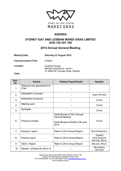 AGENDA SYDNEY GAY AND LESBIAN MARDI