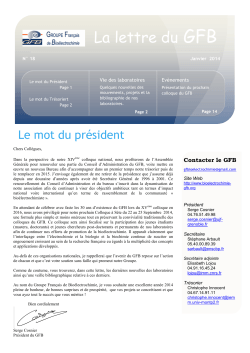 La lettre du GFB - Groupe Français de Bioélectrochimie