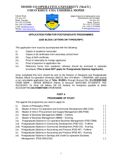 Application Form for Postgraduate Programmes 2014/2015