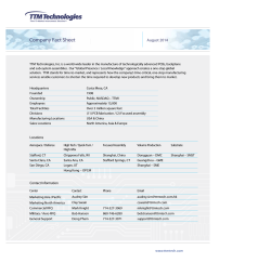 Company Fact Sheet - TTM Technologies, Inc.