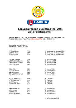 Lapua European Cup 25m Final 2014 List of participants