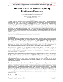 Model of Work Life Balance Explaining Relationship Constructs