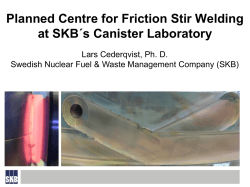 Lars Cederqvist, SKB Swedish Nuclear Fuel and Waste