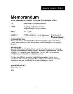 Placer County Water Agency and District Intertie Agreement