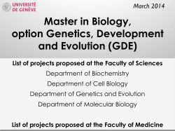 Master in Biology, option Genetics, Development and Evolution (GDE)!