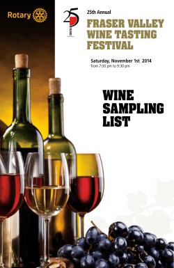 WINE SAMPLING LIST - Fraser Valley Wine Tasting Festival