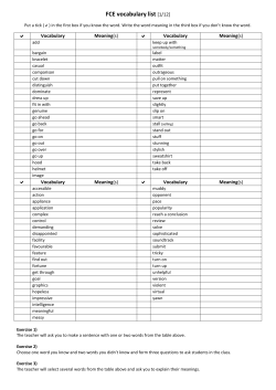 FCE vocabulary list [1/12] * * * *