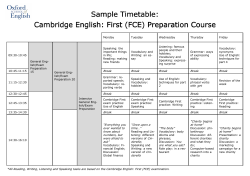 Cambridge First (FCE) Sample Timetable