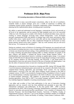 Download Complete CV - Professor DI Dr. Maja Pivec