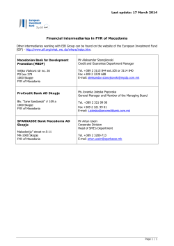 Financial intermediaries in FYR of Macedonia