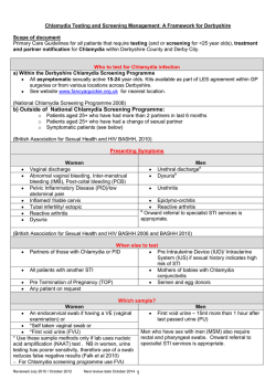 Chlamydia Testing and Management: A Framework for Derbyshire