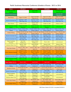 PSMC Master Calendar, 2013-2016